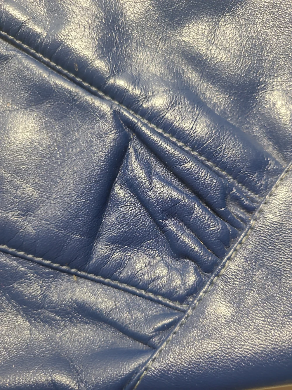 VTG 90's Contessa Dark Royal Blue Leather Clutch, Zippered